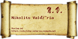Nikolits Valéria névjegykártya